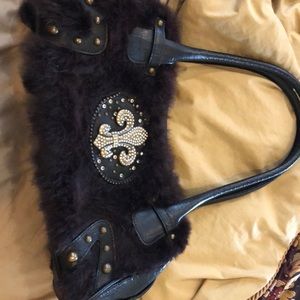 Beautiful fur and leather purse